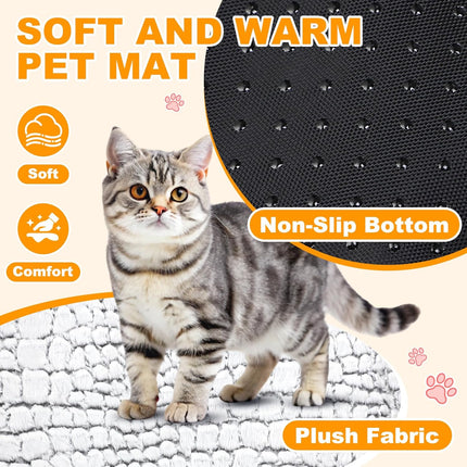 4 Pack Self Warming Cat Dog Beds, 24" x 18" Soft Thermal Heating Pet Pads, Non-Slip & Washable Heated Mats with Storage Bags for Cats Dogs Indoor Outdoor Use - X