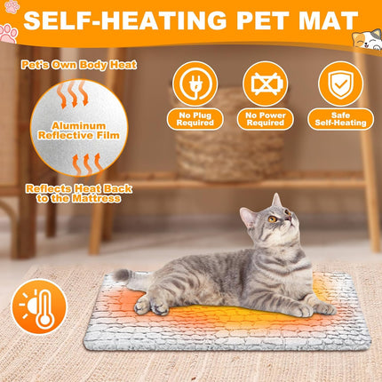 4 Pack Self Warming Cat Dog Beds, 24" x 18" Soft Thermal Heating Pet Pads, Non-Slip & Washable Heated Mats with Storage Bags for Cats Dogs Indoor Outdoor Use - X