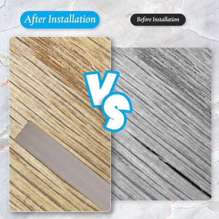 10 Ft Vinyl Floor Transition Strip 3 Wide Flat Self Adhesive Cover Strips Threshold Flooring Gap Trim Laminate for and Doorway, Wood Grain Design (Grey) -