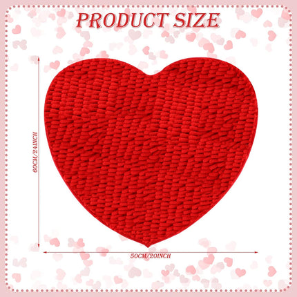 2 Pieces Valentine's Day Heart Rug Bath Mat Shaped Door Bathroom Area Set for Shower Bedroom Kitchen Decor, 20 x 24 Inches(Pink, Red) Pink, Red -
