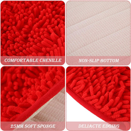 2 Pieces Valentine's Day Heart Rug Bath Mat Shaped Door Bathroom Area Set for Shower Bedroom Kitchen Decor, 20 x 24 Inches(Pink, Red) Pink, Red -