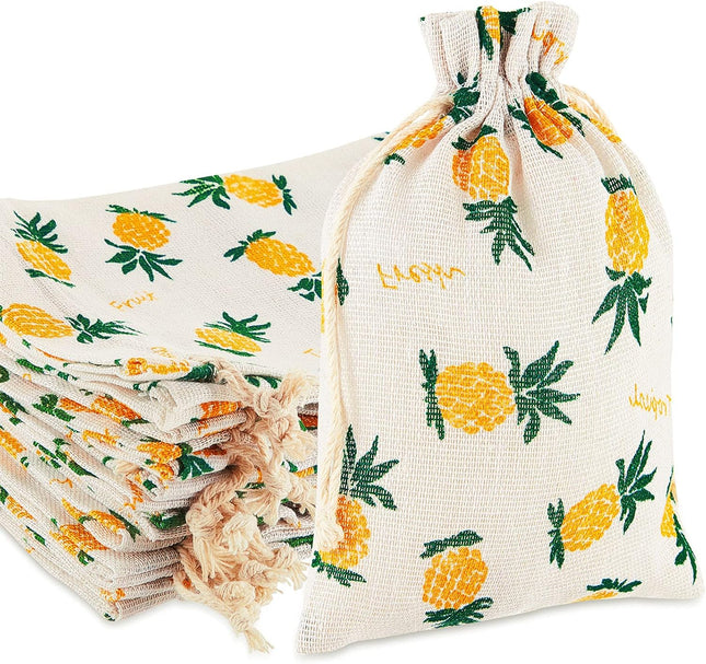 25 Pieces Pineapple Treat Bags Drawstring Favor Storage for Birthday Party Wedding Hawaiian Luau Favors