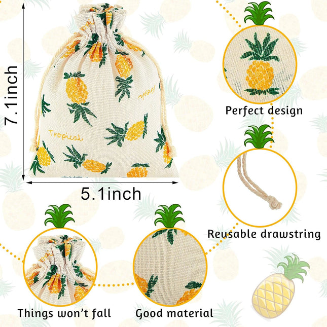 25 Pieces Pineapple Treat Bags Drawstring Favor Storage for Birthday Party Wedding Hawaiian Luau Favors – product detail