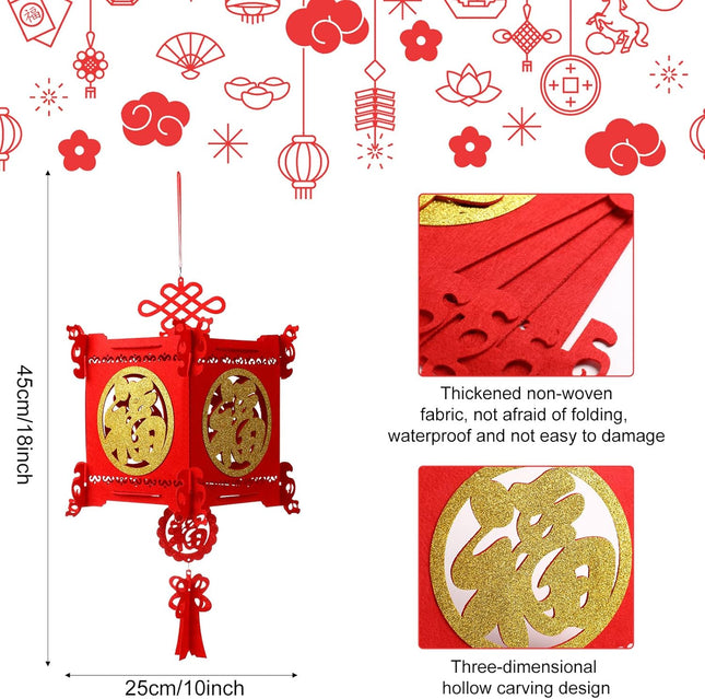4 Pieces Chinese New Year Lantern Decoration 2026 Lunar Lanterns Lucky Red Fu 3D Puzzle – product detail