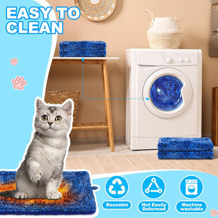 4 Pack Self Warming Cat Bed Mats Leopard Print Dog Thermal Blanket Double Sided Heating Pet Pad with Storage Bags for Winter Outdoor Indoor Supplies, Non Electric(L) - L