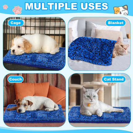 4 Pack Self Warming Cat Bed Mats Leopard Print Dog Thermal Blanket Double Sided Heating Pet Pad with Storage Bags for Winter Outdoor Indoor Supplies, Non Electric(L) - L