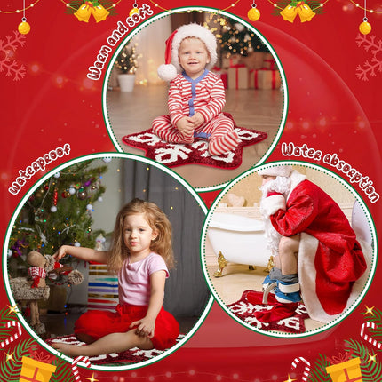 Winter Snowflake Rug Red Bath Mat Bathroom Decor Welcome Non Slip Xmas Washable Bathtub Tub Doormat 21.7'' x 23.6''(Classic) -