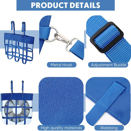2 Pcs Classic Box Fan Holder for Horse Stall Adjustable Equine Bag Hanging Stable Supplies Metal Hook Accessories, Blue -
