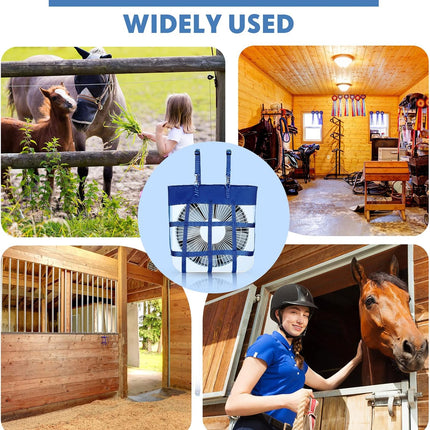 2 Pcs Classic Box Fan Holder for Horse Stall Adjustable Equine Bag Hanging Stable Supplies Metal Hook Accessories, Blue -