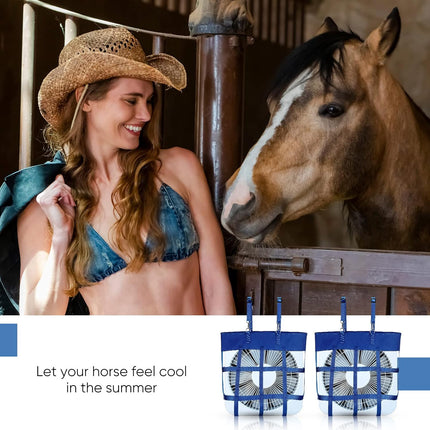 2 Pcs Classic Box Fan Holder for Horse Stall Adjustable Equine Bag Hanging Stable Supplies Metal Hook Accessories, Blue -