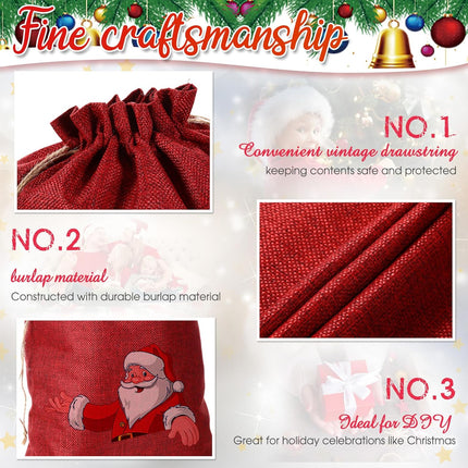 32 Pcs Christmas Large Burlap Gift Bags with Drawstring 12x16 Inch Jewelry Red Green Blue Linen Pouches for Thanksgiving Xmas Wrapping Gifts Birthday Wedding, Party, Household Use -