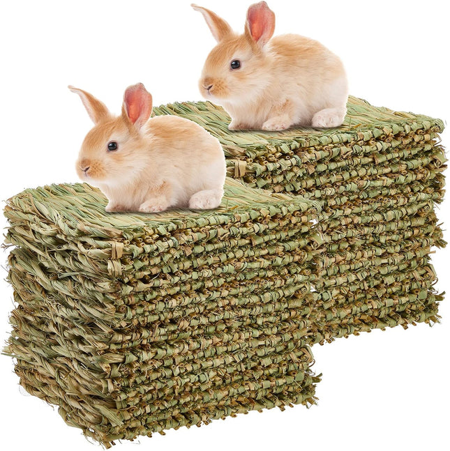 40 Pcs Grass mats for Rabbits Bunny Mat Woven Straw Bed Rabbit Sleeping Natural Chew Toy Parrot Chinchilla Squirrel Hamster Cat Dog Small Animal