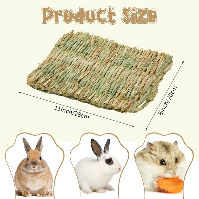 40 Pcs Grass mats for Rabbits Bunny Mat Woven Straw Bed Rabbit Sleeping Natural Chew Toy Parrot Chinchilla Squirrel Hamster Cat Dog Small Animal