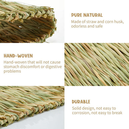 40 Pcs Grass mats for Rabbits Bunny Mat Woven Straw Bed Rabbit Sleeping Natural Chew Toy Parrot Chinchilla Squirrel Hamster Cat Dog Small Animal -