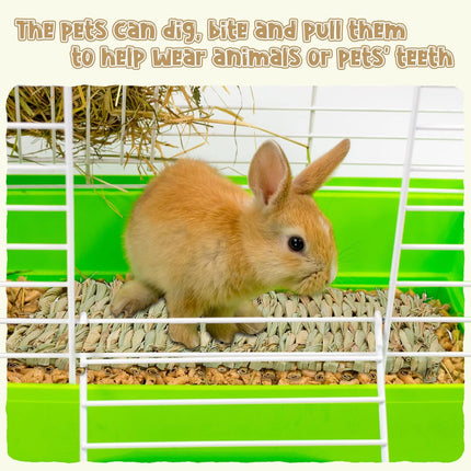 40 Pcs Grass mats for Rabbits Bunny Mat Woven Straw Bed Rabbit Sleeping Natural Chew Toy Parrot Chinchilla Squirrel Hamster Cat Dog Small Animal -