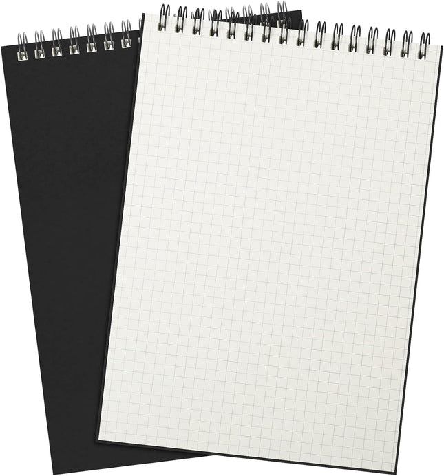 2 Pack Graph Paper Spiral Notepad A5 Top Wirebound Grid Notebook Steno Pads Memo 140 Pages for Writing