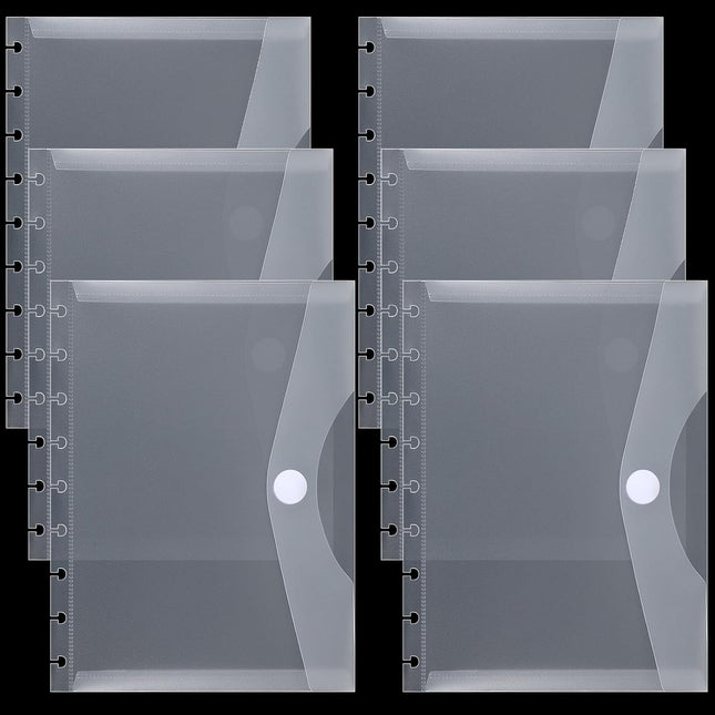 6 Pack 9 Disc Planner Pockets 7 x 9.25 Inches Medium Size Discbound Notebook Dividers Inserts Envelopes