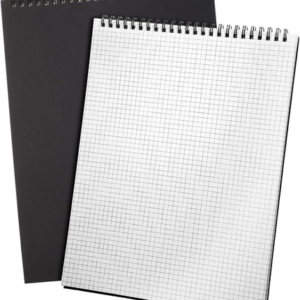 2 Pack Top Spiral Graph Paper Notebooks 8.7 X11.4 Inch A4 Grid Notepad 70 Sheet Memo Steno Pad for Engineering Writing Sketching Drawing School Office Supplies (Black) Black -