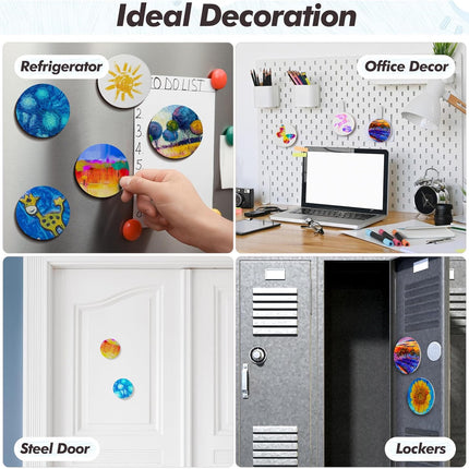 50 Pcs Magnetic Painting Canvas Panel Mini Boards for Tile Art Fridge Locker Crafts DIY(3 in,Round) - 3 in