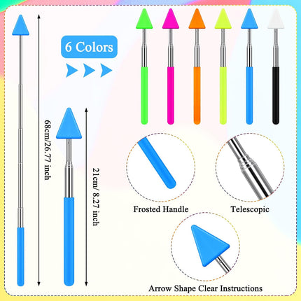 12 Pcs Telescopic Teacher Pointer Stick for Classroom Arrow Extendable Teaching Handheld Retractable School Presenter Whiteboard Back to Supplies -