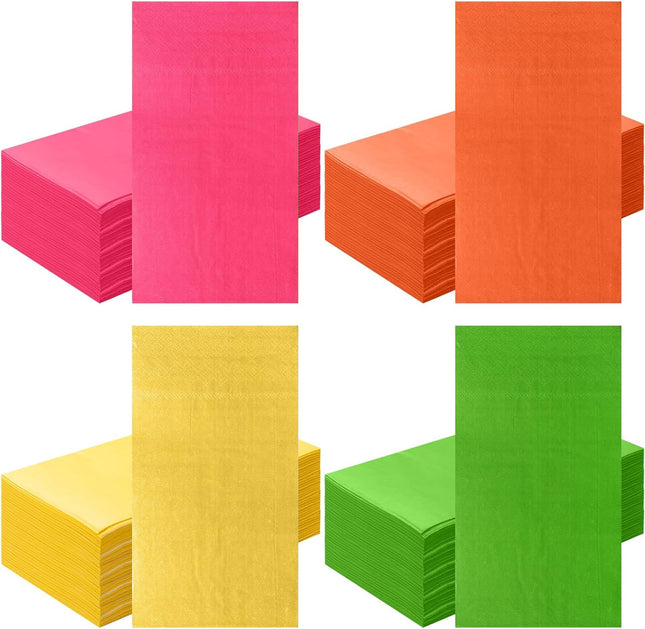 100 Pcs Colored Paper Napkins Baby Shower Disposable Dinner Neon Soft Absorbent Hand Towels for
