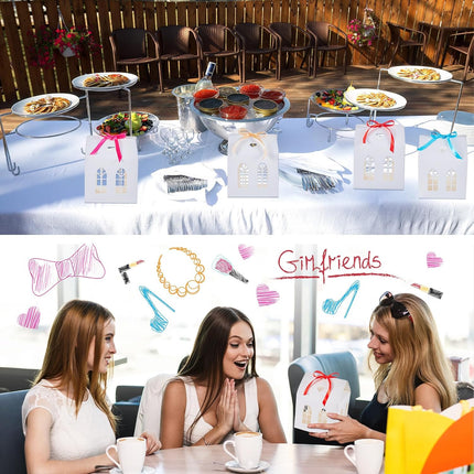 25 Sets Medium House Shaped Gift Boxes with Ribbons Paper Bakery Packaging Candy Box for Treats Real Estate Agent Christmas Gingerbread Wedding Birthday Bridal Shower -