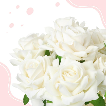 28 Pcs Valentine's Day Flower Rose Pens Valentine Gifts Artificial Floral 0.5mm Black Ink Gel Pen for Valentines Wedding Mother's Home Office Supplies(White) White -