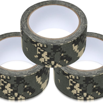 3 Rolls 2" x 32 ft Camo Tape, Self Adhesive Protective Camouflage Tape Waterproof Duct Non Reflective Fabric for Outdoor Hunting Military -