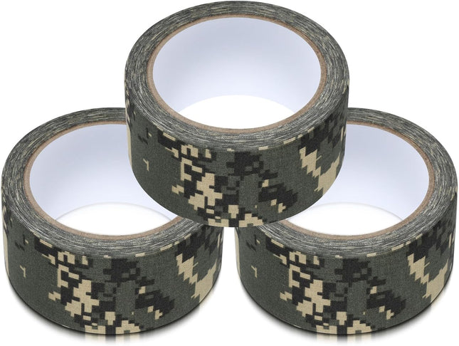 3 Rolls 2 x 32 ft Camo Tape Self Adhesive Protective Camouflage Tape Waterproof Duct Non Reflective Fabric