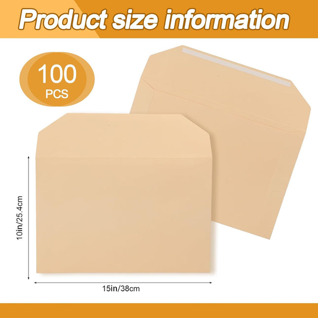 100 Pack Legal Size File Envelope 10 x 15 Document Folder Heavyweight Manila 143 lb – product detail