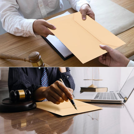 100 Pack Legal Size File Envelope 10" x 15" Document Folder Heavyweight Manila 143 lb Ungummed Flap Jackets for Attorney Employee Mailing Office Business, Beige -