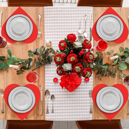 100 Pcs Red Heart Placemats Disposable Paper Table Decorations Indoor Shape for Valentine Mother's Day Wedding Bridal Holiday Birthday Party Kitchen Dinner -