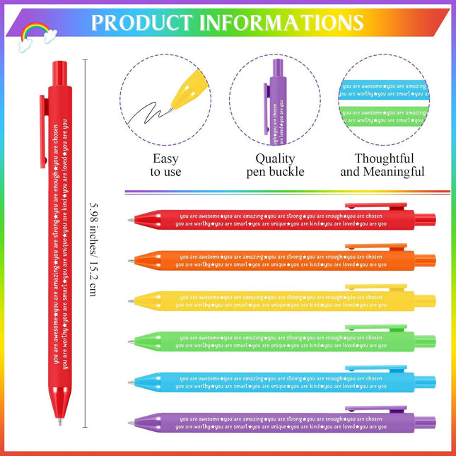36 Pack Positive Gifts Bulk for Kids Rainbow Inspirational Pens Motivational Notebook with Affirmations – product detail