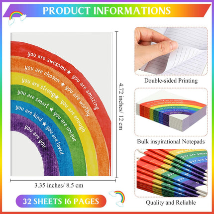 36 Pack Positive Gifts Bulk for Kids Rainbow Inspirational Pens Motivational Notebook with Affirmations Social Worker Child Student Employee Teacher -