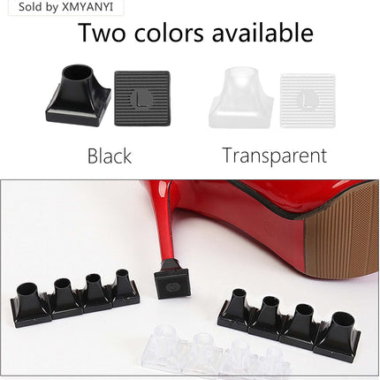 10 Pairs High Heel Protectors 5 Sizes Repair Caps Covers & Stoppers Cover Replacement Tip for Outdoor Weddings/Stop Sinking at Grass/Gravel/Bricks and Cracks Black,clear -