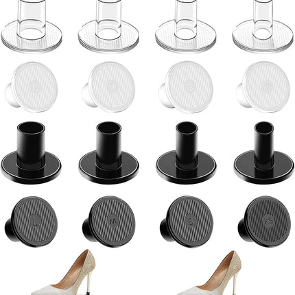 High Heel Protectors, 8 Pairs Stoppers & Repair Caps - 4 Sizes Shoe Cover for Women Perfect Weddings, Grass, Gravel, Wetlands(XS,S,M,L), Black, Pair (Pack of 1) Black-transparent sizes (XS/S/M/L)