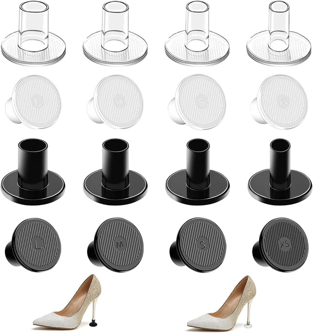 High Heel Protectors 8 Pairs Stoppers & Repair Caps V1259-DP01-A-5656 in Black, Transparent