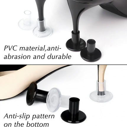 High Heel Protectors, 8 Pairs Stoppers & Repair Caps - 4 Sizes Shoe Cover for Women Perfect Weddings, Grass, Gravel, Wetlands(XS,S,M,L), Black, Pair (Pack of 1) Black-transparent sizes (XS/S/M/L)