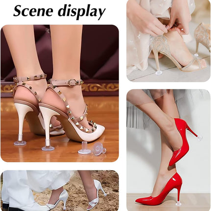 High Heel Protectors, 8 Pairs Stoppers & Repair Caps - 4 Sizes Shoe Cover for Women Perfect Weddings, Grass, Gravel, Wetlands(XS,S,M,L), Black, Pair (Pack of 1) Black-transparent sizes (XS/S/M/L)