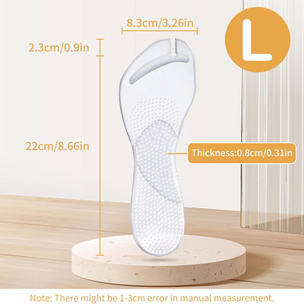 2 Pairs Gel Arch Support Cushion Insoles Adhesive Silicone Flip Flop Thong Inserts Invisible Slim Pain Relief Anti-Slip Shock Absorption Plantar Fasciitis Clear L