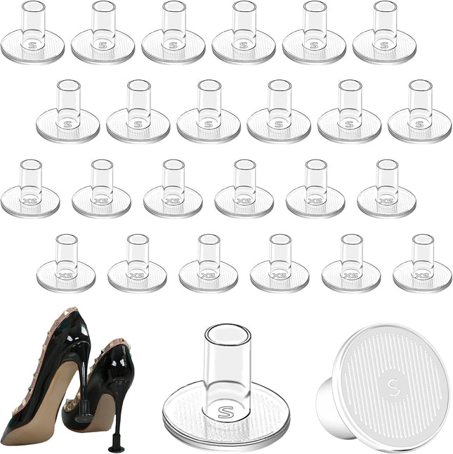 High Heel Grass Protectors-12 Pairs 2 Sizes Sink Stoppers & Repair Caps Non-Slip Cover Protectors in Clear