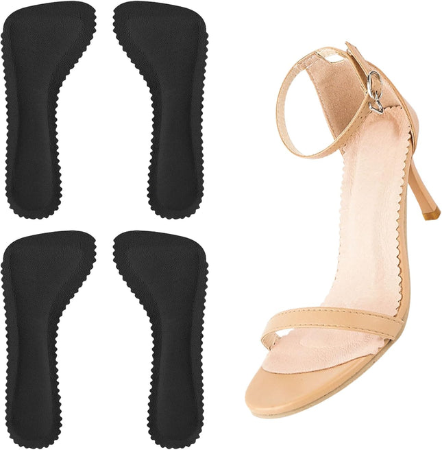 2 Pairs Adhesive High Heel Inserts Women 3/4 Cushioning Insoles for Heels Anti-Slip Invisible Slim in Black