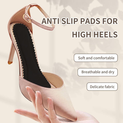 2 Pairs Adhesive High Heel Inserts Women 3/4 Cushioning Insoles for Heels Anti-Slip Invisible Slim Liners Ball of Foot & Arch Support Sponge Leather Relieve Pain Black -