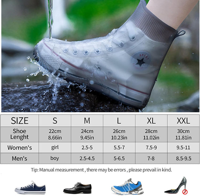 Shoe Covers Waterproof Rain Shoes Reusable Foldable Boots Slip Resistant Rubber Sole Overshoes