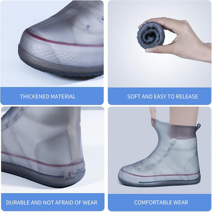 Shoe Covers Waterproof Rain Shoes Reusable Foldable Boots Slip Resistant Rubber Sole Overshoes Protectors for Cleaning Camping Travel Galoshes with Buttons Gray XX-Large
