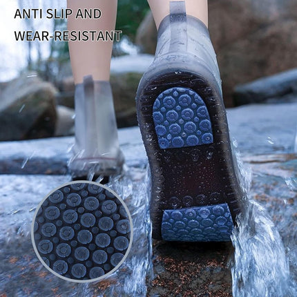 Shoe Covers Waterproof Rain Shoes Reusable Foldable Boots Slip Resistant Rubber Sole Overshoes Protectors for Cleaning Camping Travel Galoshes with Buttons Gray XX-Large
