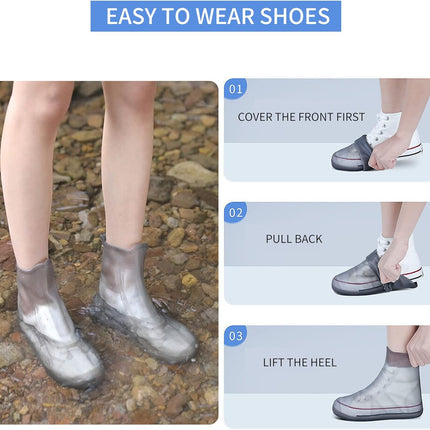 Shoe Covers Waterproof Rain Shoes Reusable Foldable Boots Slip Resistant Rubber Sole Overshoes Protectors for Cleaning Camping Travel Galoshes with Buttons Gray XX-Large