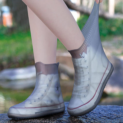 Shoe Covers Waterproof Rain Shoes Reusable Foldable Boots Slip Resistant Rubber Sole Overshoes Protectors for Cleaning Camping Travel Galoshes with Buttons Gray XX-Large