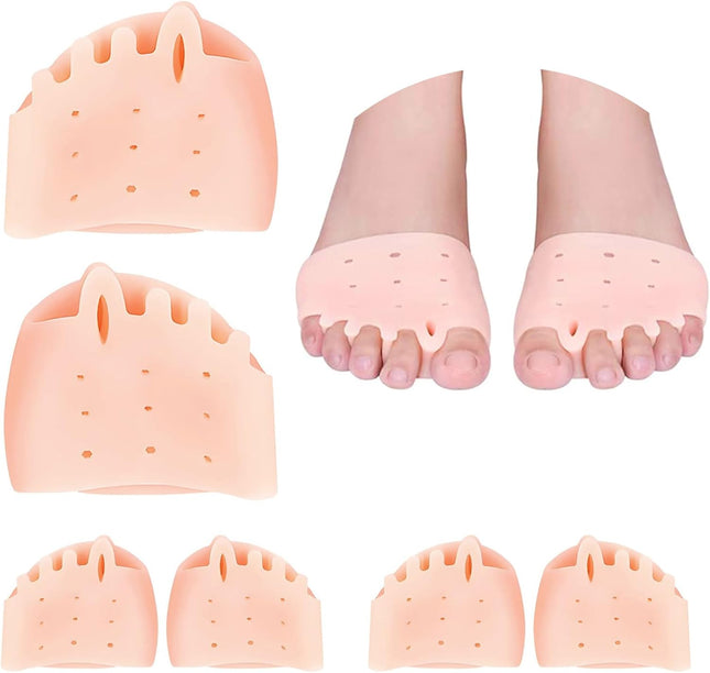 3 Pairs Metatarsal Gel Pads Ball of Foot Cushions Toe Separator Spacers Big Straighteners in Clear/Skin Tone