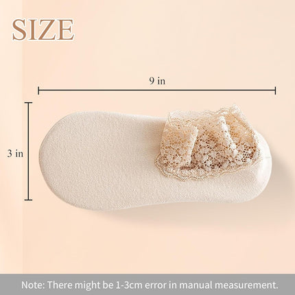 3Pairs Lace Socks No Show Frilly Ankle Knit Cotton Non Slip Low Cut for Women Floor Beige One Size